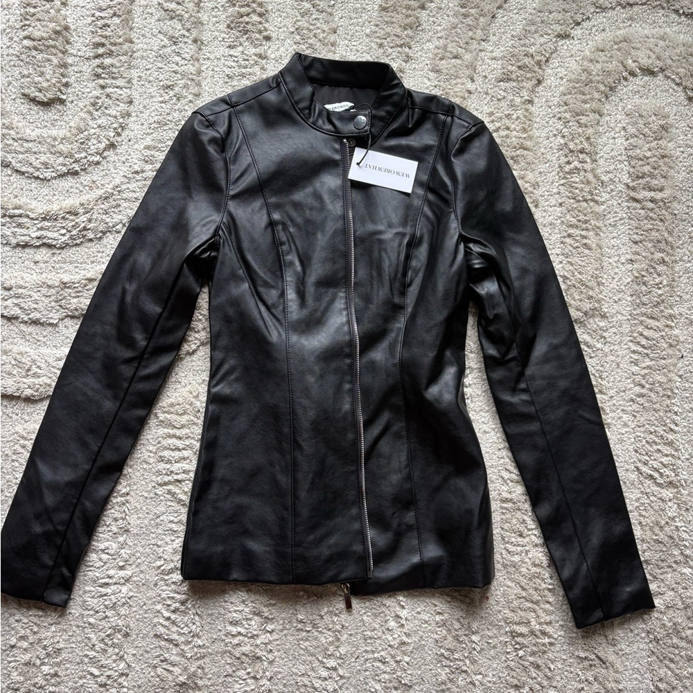 WeWoreWhat Black Leather Jacket Timeless Style